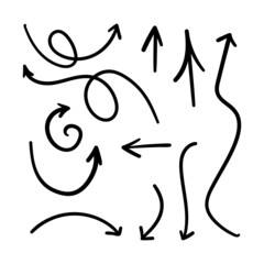 Illustration of doodle sketch arrows. Hand drawn vector Arrow Set.