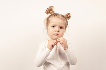 Beautiful little girl, the light background