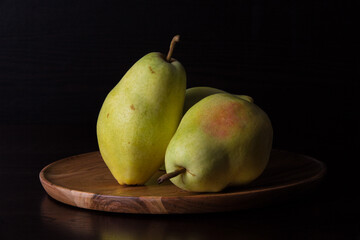 pear on a wooden table