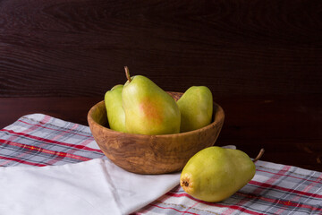 pear on a wooden table