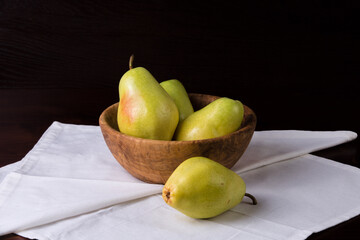 pear on a wooden table
