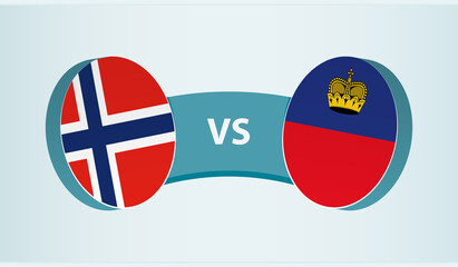 Norway versus Liechtenstein, team sports competition concept.