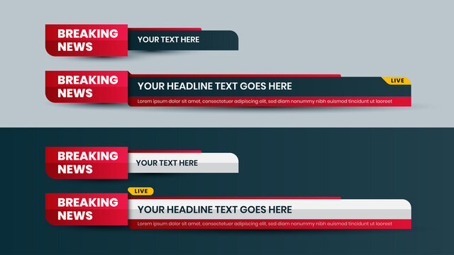 Lower third red simple and modern. Headline video television news bar design template isolated background.