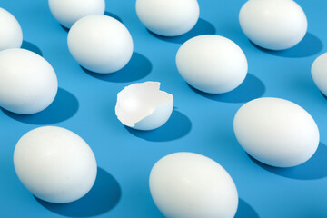 broken egg pattern on blue background