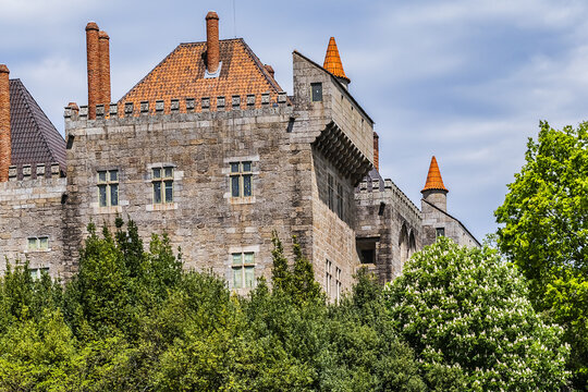 External view of Guimaraes Palace of Dukes of Braganza (Paco dos Duques de Braganca, 1422) - medieval estate and former residence of first Dukes of Braganza. Guimaraes, Portugal.