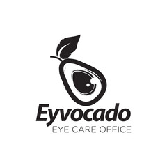eyvocado eye care office logo, vector grunge avocado with seed as eye