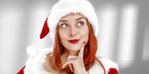 Slim young woman and chrsitmas time. 