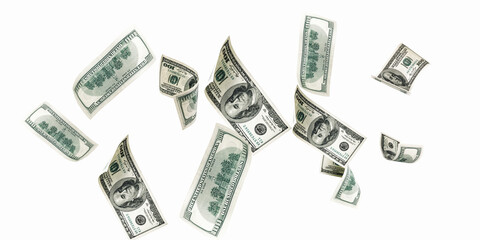 Us dollar bill. Washington American cash. Falling usd money background.