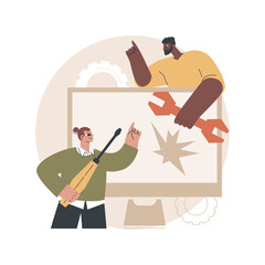 Computer service abstract concept vector illustration. Electronic device service, laptop repair center, notebook software setup, computer fixing, hardware problem diagnostics abstract metaphor.