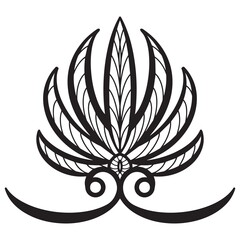 monochrome drawing, decorative lily flower on a transparent background, design element