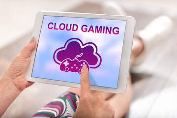 Cloud gaming concept on a tablet