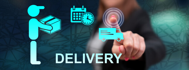 Woman touching a delivery concept