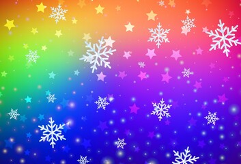 Dark Multicolor vector background with beautiful snowflakes, stars.