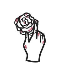 hand holding rose flower