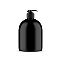 Realistic plastic black bottle soap 3D rendering object isolated with white background