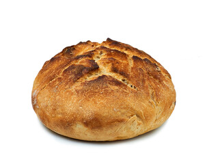 Freshly backed homemade bread isolated on white background	