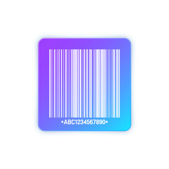 Modern colorful barcode sticker. Identification tracking code. Serial number, product ID with digital information. Store or supermarket scan labels, price tag. Vector illustration.
