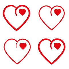 Vintage vector heart icons on a white background. love symbol isolated object valentine
