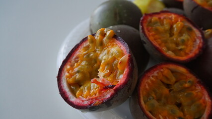 sliced fruit fresh juicy passion fruit
