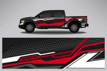 Obraz premium Wrap car vector design decal. Graphic abstract line racing background design for vehicle, race car, rally, adventure livery camouflage.