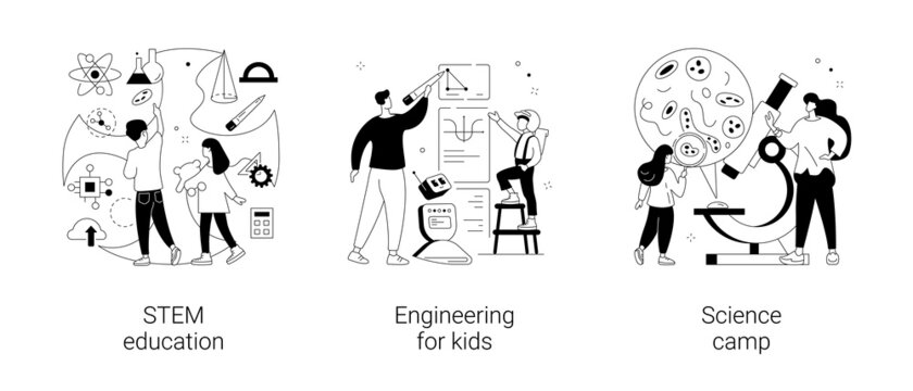 Fun learning activities abstract concept vector illustrations.