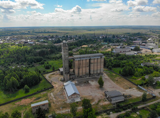 Aerial view of the old grain elevator (Kotelnich, Kirov region, Russia)