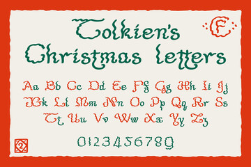 Tolkien's Christmas Letters font you can use it to write your own letter from the North Pole. - obrazy, fototapety, plakaty
