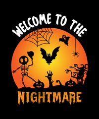 Welcome to the nightmare halloween t shirt design for halloween day,halloween t shirt design