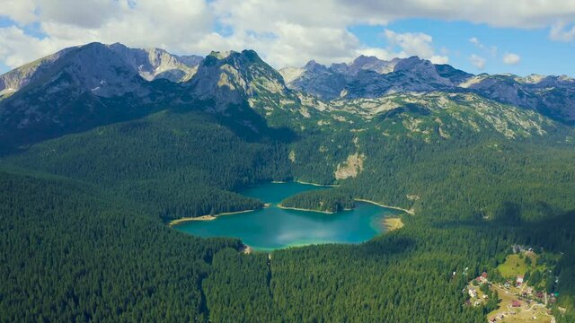 Crater Lake National Park in Oregon, USA. Aerial view 4K.