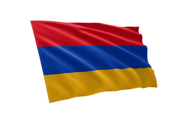 3D illustration flag of Armenia. Armenia flag isolated on white background.