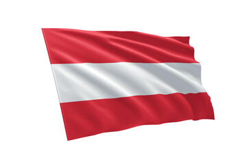 3D illustration flag of Austria. Austria flag isolated on white background.