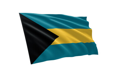 3D illustration flag of Bahamas. Bahamas flag isolated on white background.