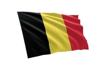 3D illustration flag of Belgium. Belgium flag isolated on white background.