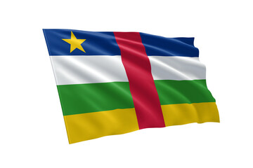 3D illustration flag of Central African Republic. Central African Republic flag isolated on white background.