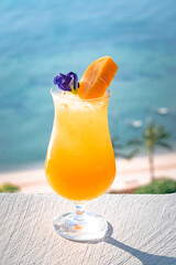 cocktail in a luxury resort in Thailand overlooking the beach