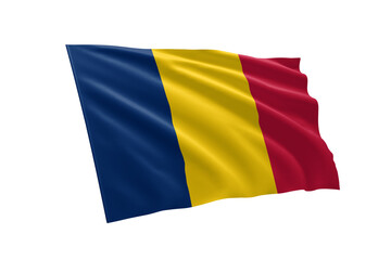 3D illustration flag of Chad. Chad flag isolated on white background.