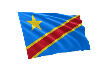 3D illustration flag of Congo. Congo flag isolated on white background.