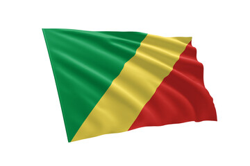 3D illustration flag of Congo. Congo flag isolated on white background.