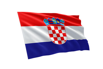 3D illustration flag of Croatia. Croatia flag isolated on white background.