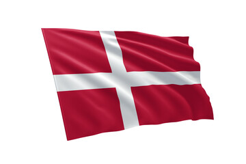3D illustration flag of Denmark. Denmark flag isolated on white background.