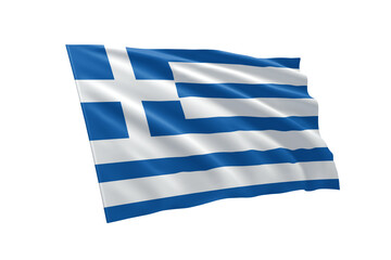 3D illustration flag of Greece. Greece flag isolated on white background.