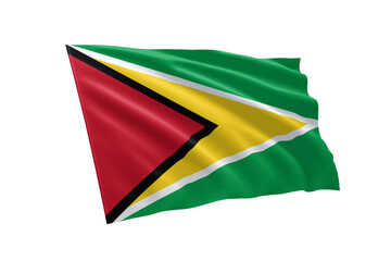 3D illustration flag of Guyana. Guyana flag isolated on white background.