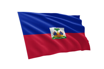 3D illustration flag of Haiti. Haiti flag isolated on white background.
