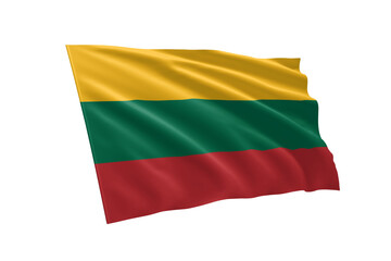 3D illustration flag of Lithuania. Lithuania flag isolated on white background.