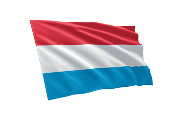 3D illustration flag of Luxembourg. Luxembourg flag isolated on white background.