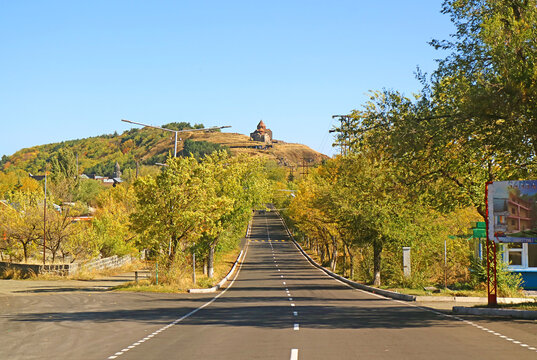 A road leading up to Sevanavank monastic complex, one of the most visited tourism sights in Armenia
