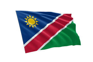 3D illustration flag of Namibia. Namibia flag isolated on white background.