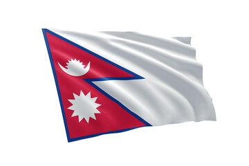 3D illustration flag of Nepal. Nepal flag isolated on white background.