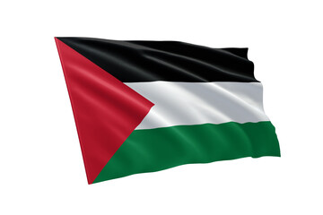 3D illustration flag of Palestine. Palestine flag isolated on white background.