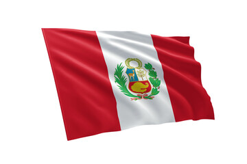 Naklejka premium 3D illustration flag of Peru. Peru flag isolated on white background.